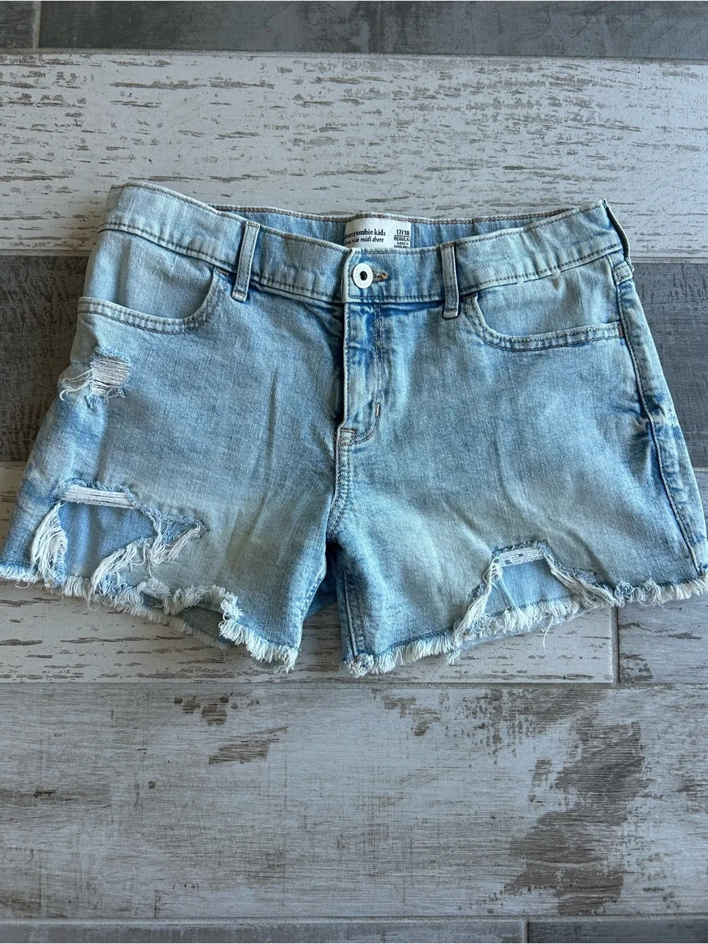 Bundle of 2 Abercrombie Kids Mid-Rise High-Rise Jean Shorts Girls Size 17/18